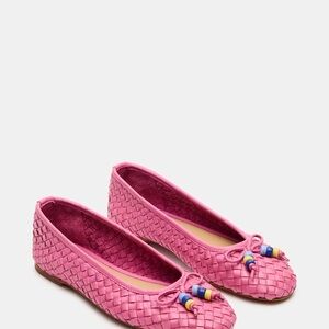 Steve Madden Pink Woven Ballet Flats with Multicolor Bead Trim